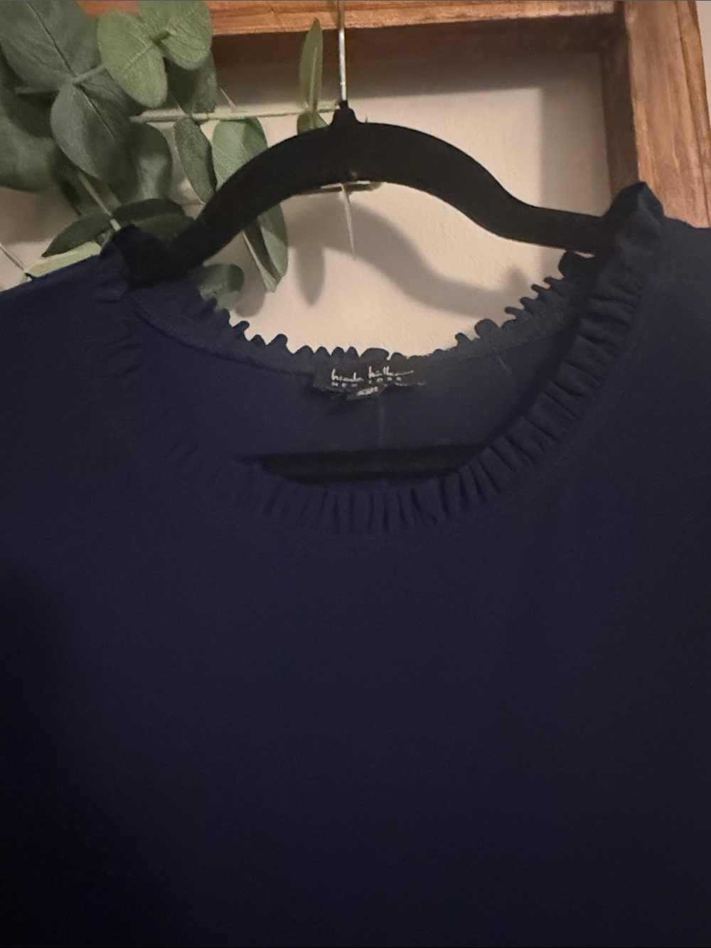 Nicole Miller Navy Sleeveless Shift Dress with Ruffle Trim - Picture 3 of 6